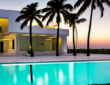 Beautiful home in miami florida with a modern exterior and stunning pool