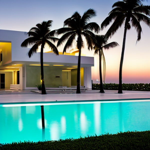 Beautiful home in miami florida with a modern exterior and stunning pool